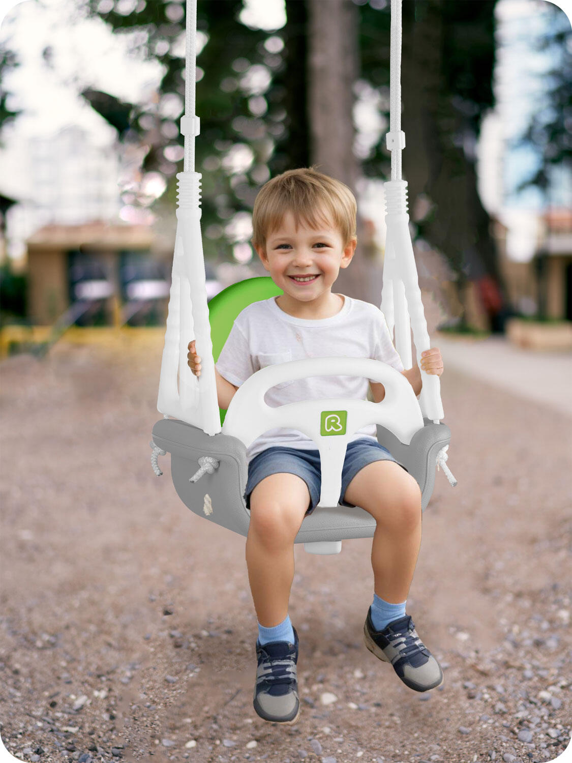 Huśtawka kubełkowa Słonik 3w1 Ricokids szaro zielona 7/7