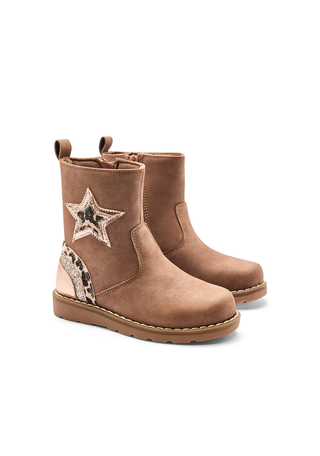 Botas de niña corte medio con estampado de estrella 2/4