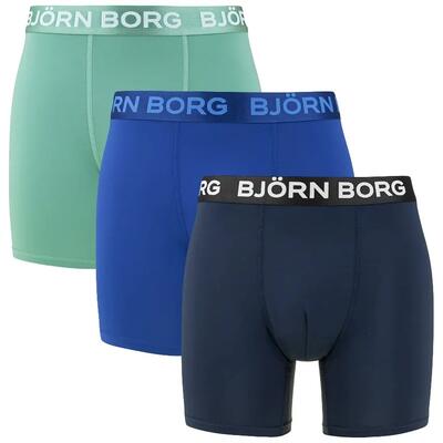 Multi-sport heren sports 3-pack microfiber boxers basic blauw & groen multi