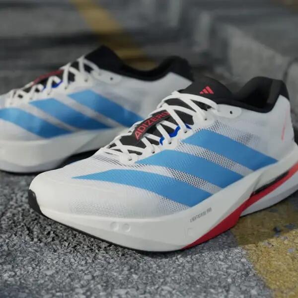 Scarpe da corsa adidas adizero boston 13 Bianco/ Blu chiaro/ Oro metallizzato 4/8