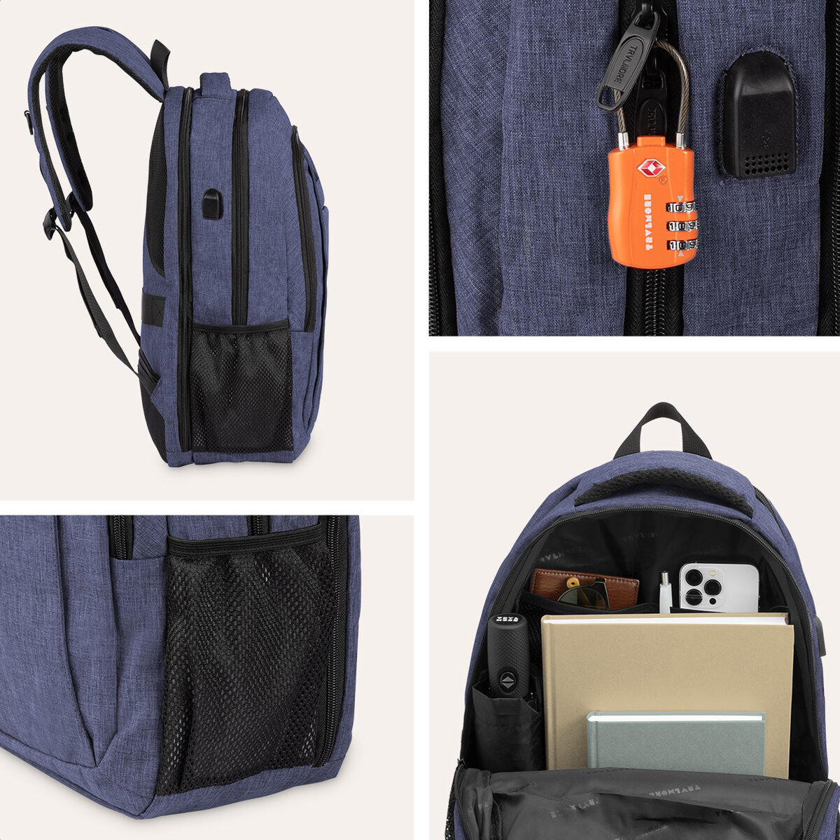 Rugzak met laptopvak - spatwaterdicht - Blauw 3/5