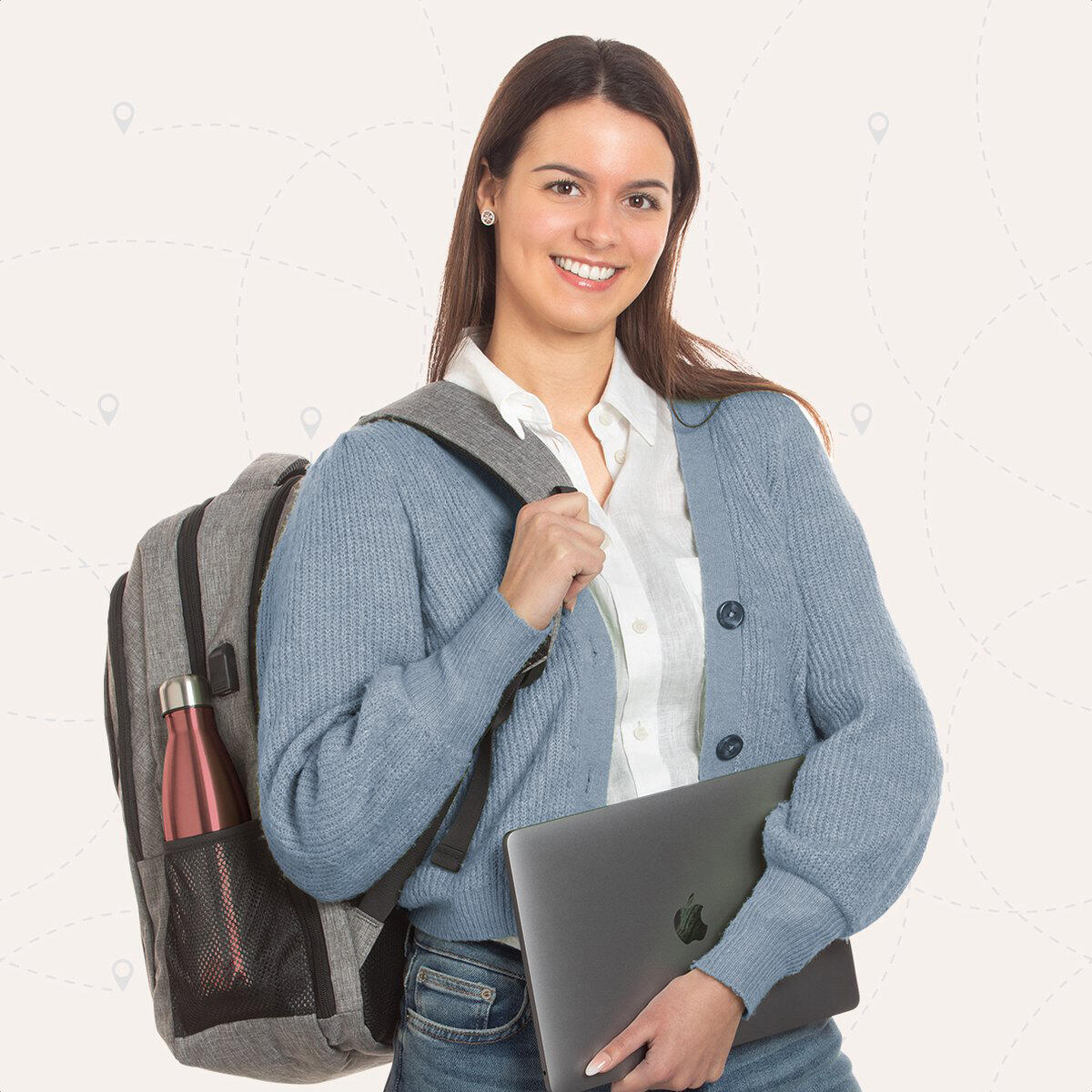 Rugzak met laptopvak - spatwaterdicht - Grijs 5/5