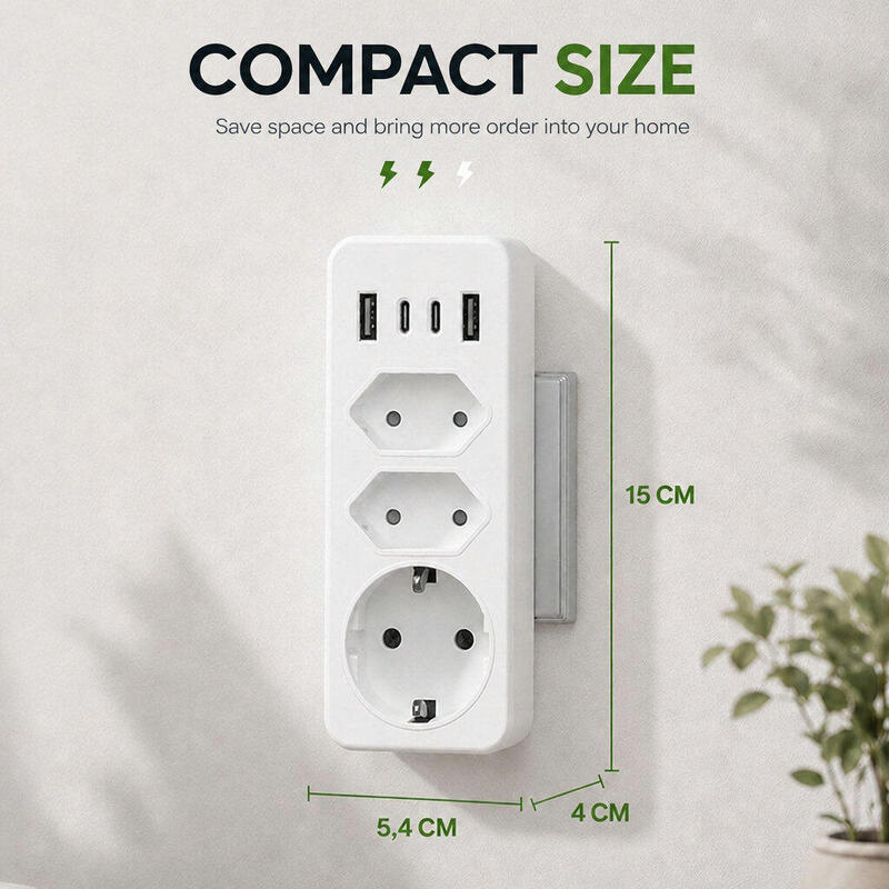 Prelungitor cu USB-C și USB-A – 7 ieșiri – Divizor priză 4000W, alb