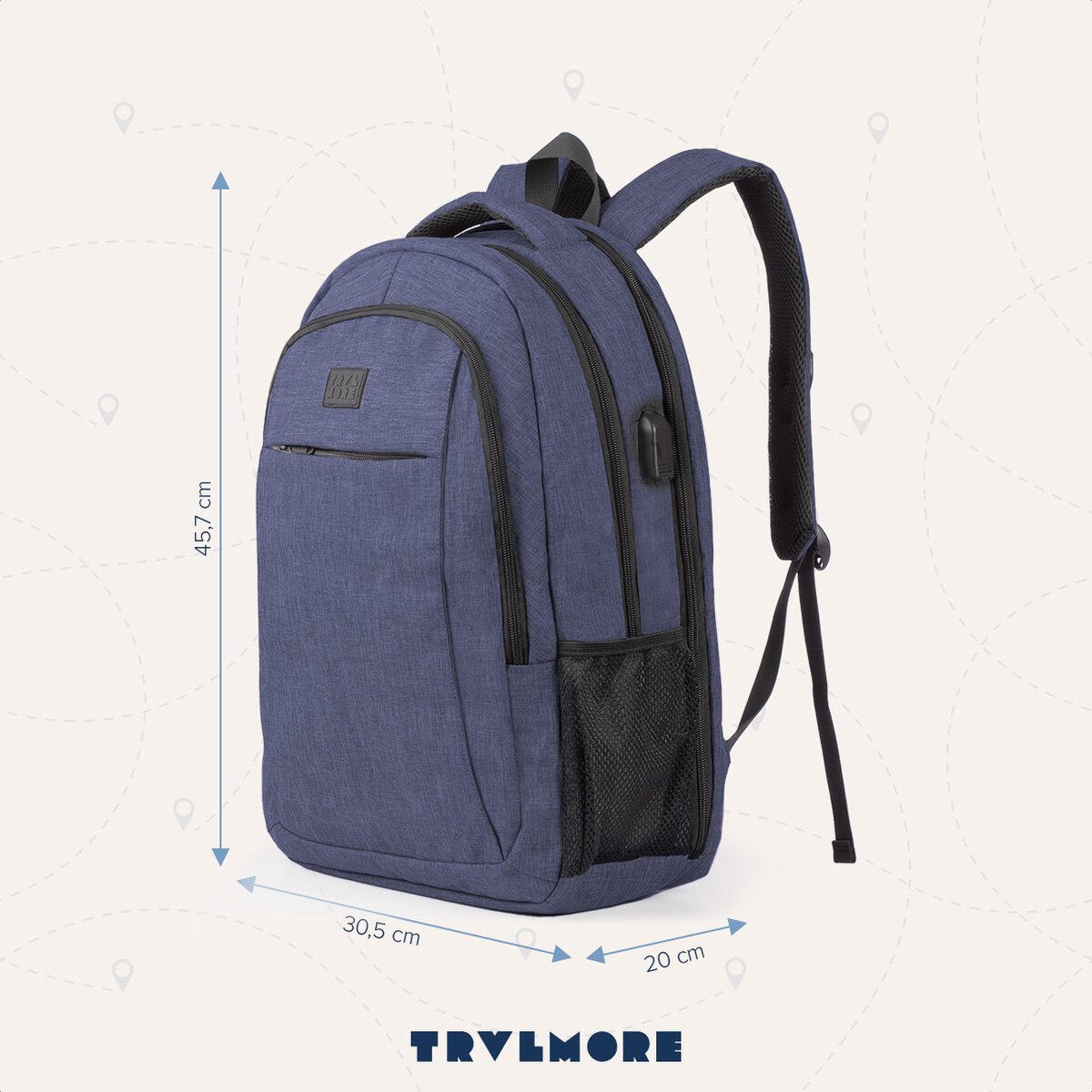 Rugzak met laptopvak - spatwaterdicht - Blauw 4/5