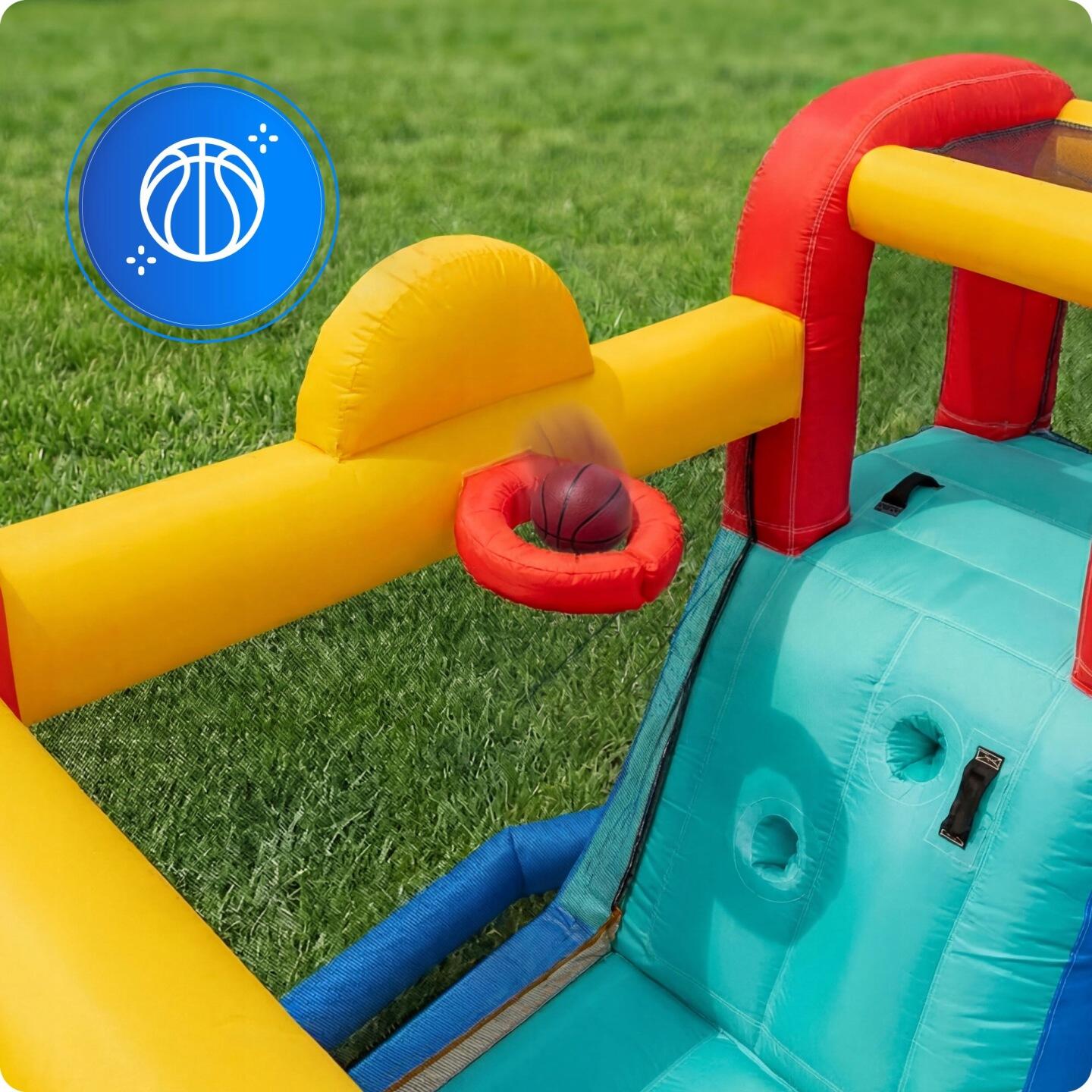 Opblaasbaar speelcentrum KiNDi DPZ011: kasteel, glijbaan, basketbalring 7/7