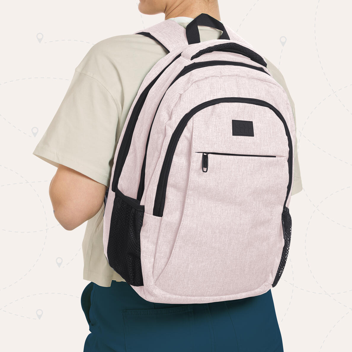 Rugzak met laptopvak - spatwaterdicht - Roze 2/5
