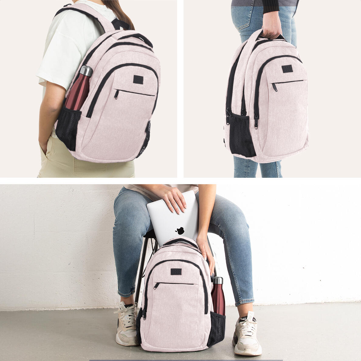 Rugzak met laptopvak - spatwaterdicht - Roze 5/5