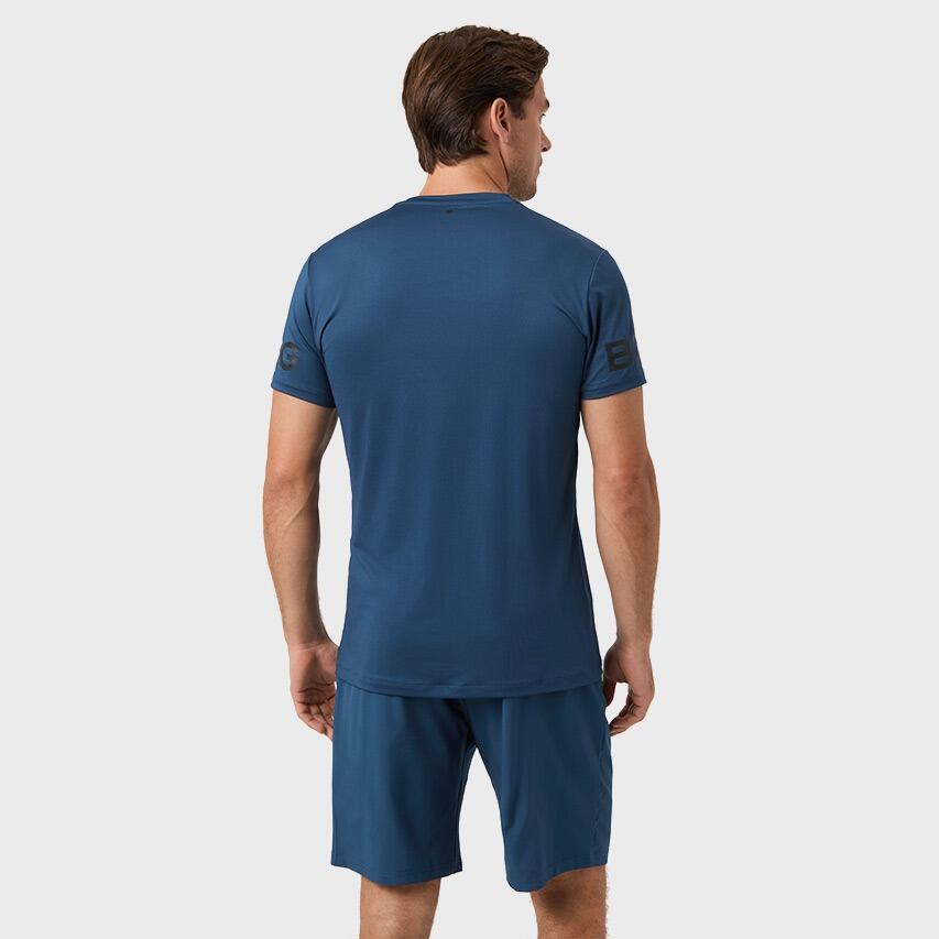 Multi-Sport Heren Performance O-hals Shirt Borg Blauw V 3/5