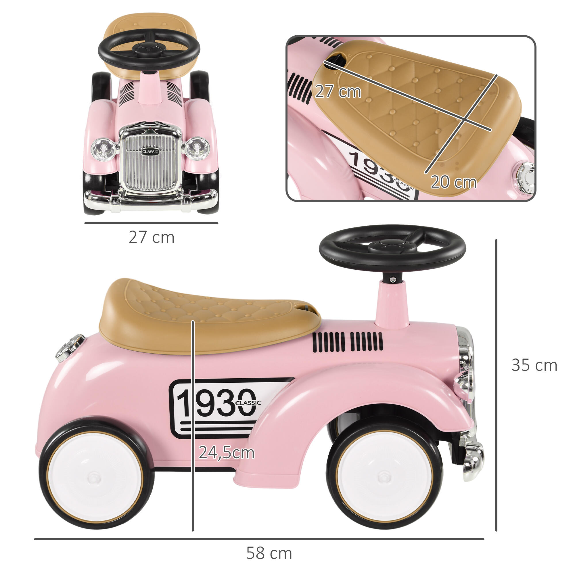 Correpasillos para Bebés AIYAPLAY 58x27x35 cm Rosa 3/7