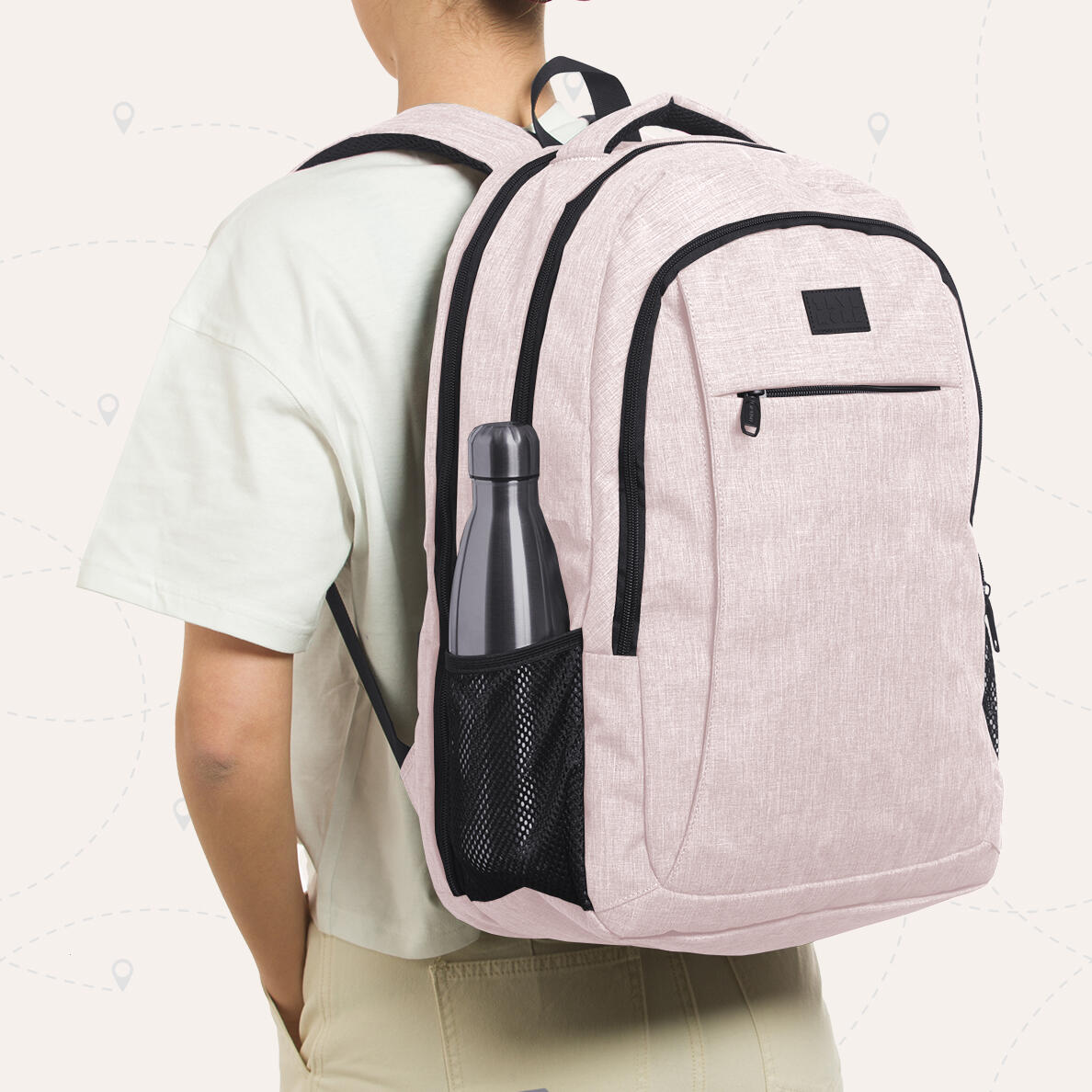 Rugzak met laptopvak - spatwaterdicht - Roze 2/5