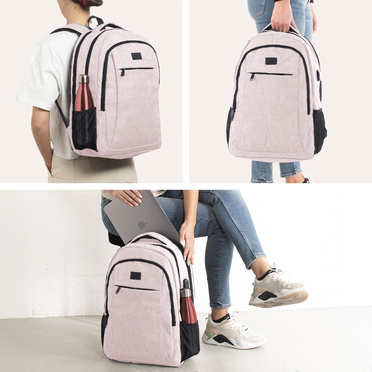 Rugzak met laptopvak - spatwaterdicht - Roze 5/5