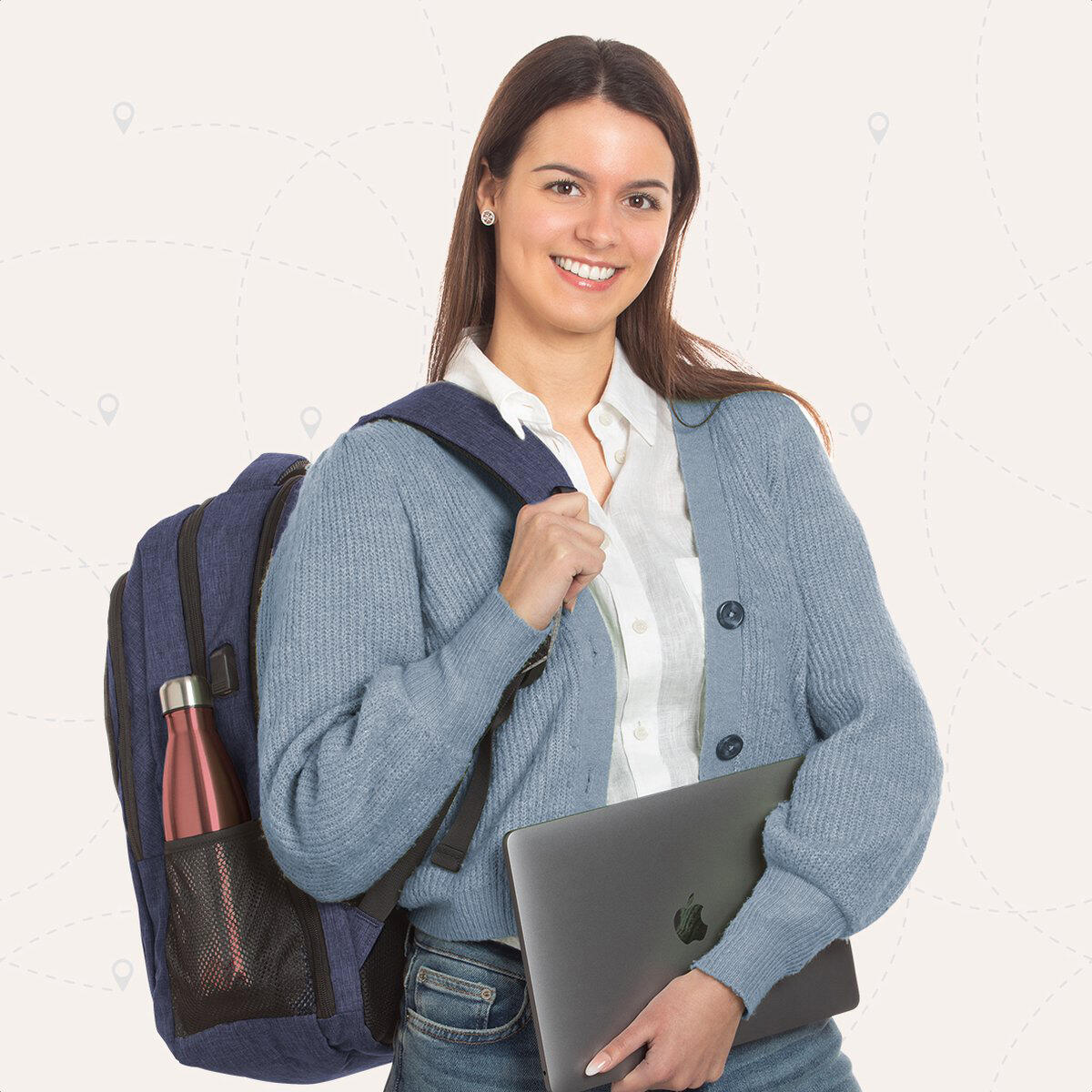 Rugzak met laptopvak - spatwaterdicht - Blauw 4/5