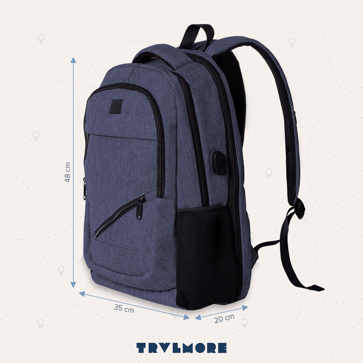 Rugzak met laptopvak - spatwaterdicht - Blauw 4/5