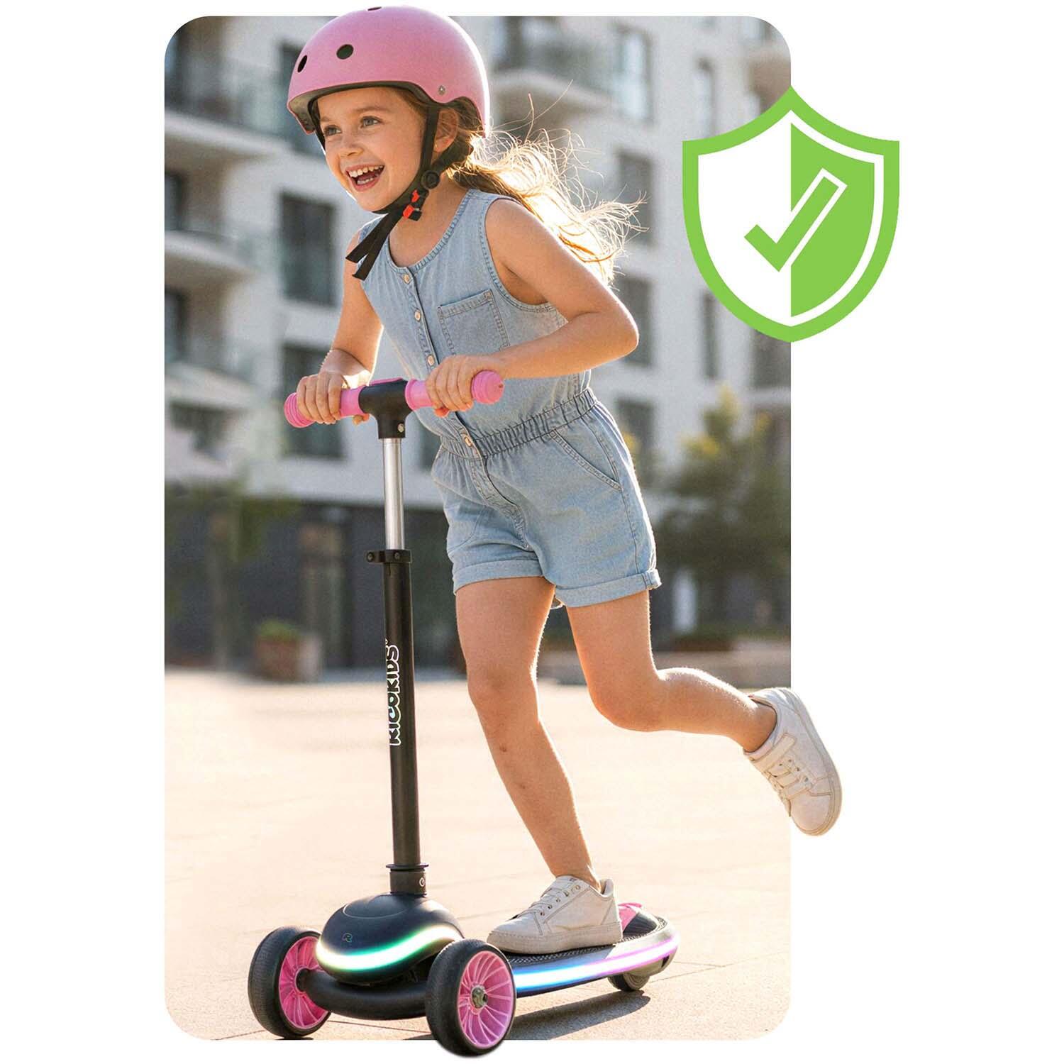 Hulajnoga trójkołowa dla dzieci balansowa LED Ricokids Leddi - czarno-różowa 6/7