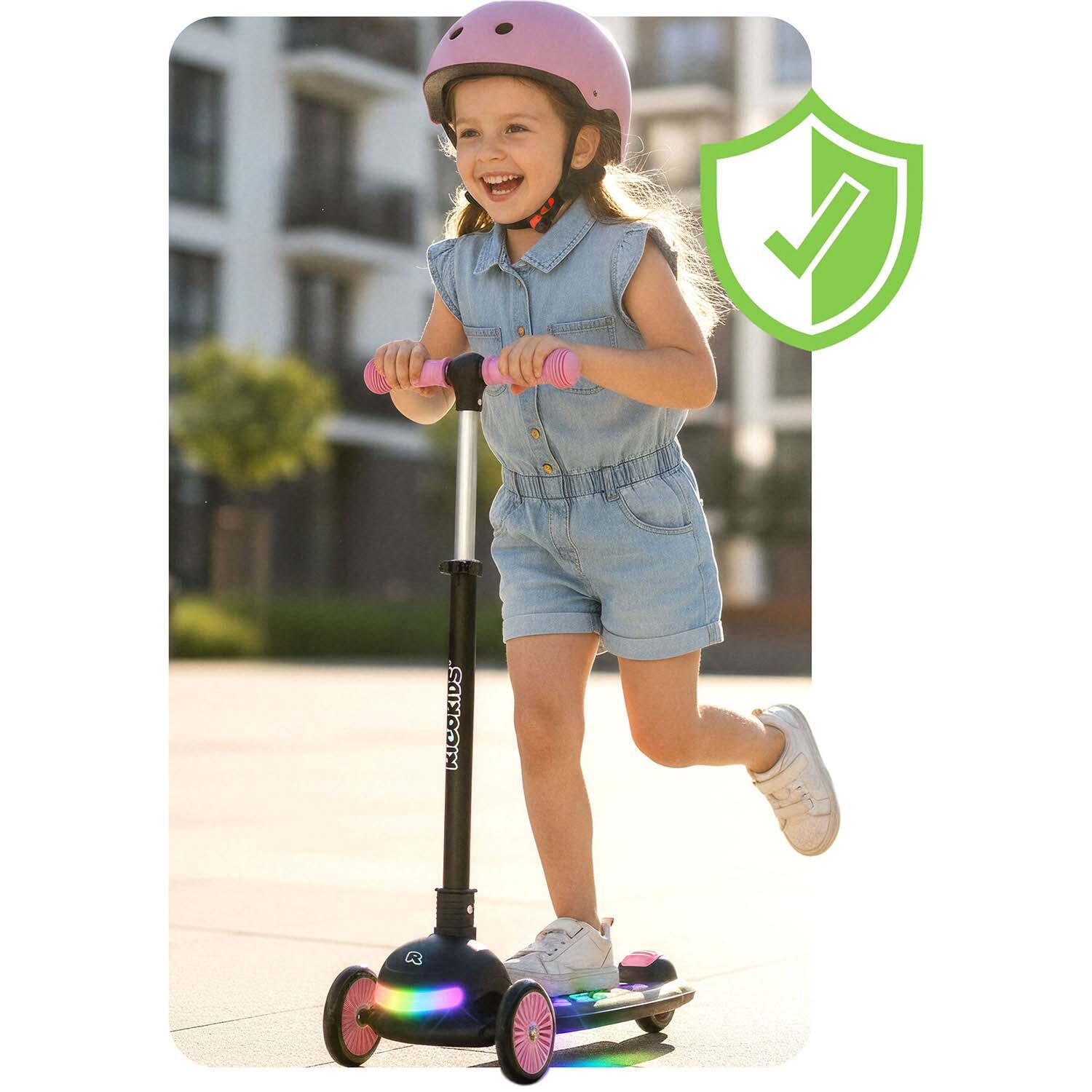 Hulajnoga trójkołowa dla dzieci balansowa LED Ricokids Glowi - czarno-różowa 5/7