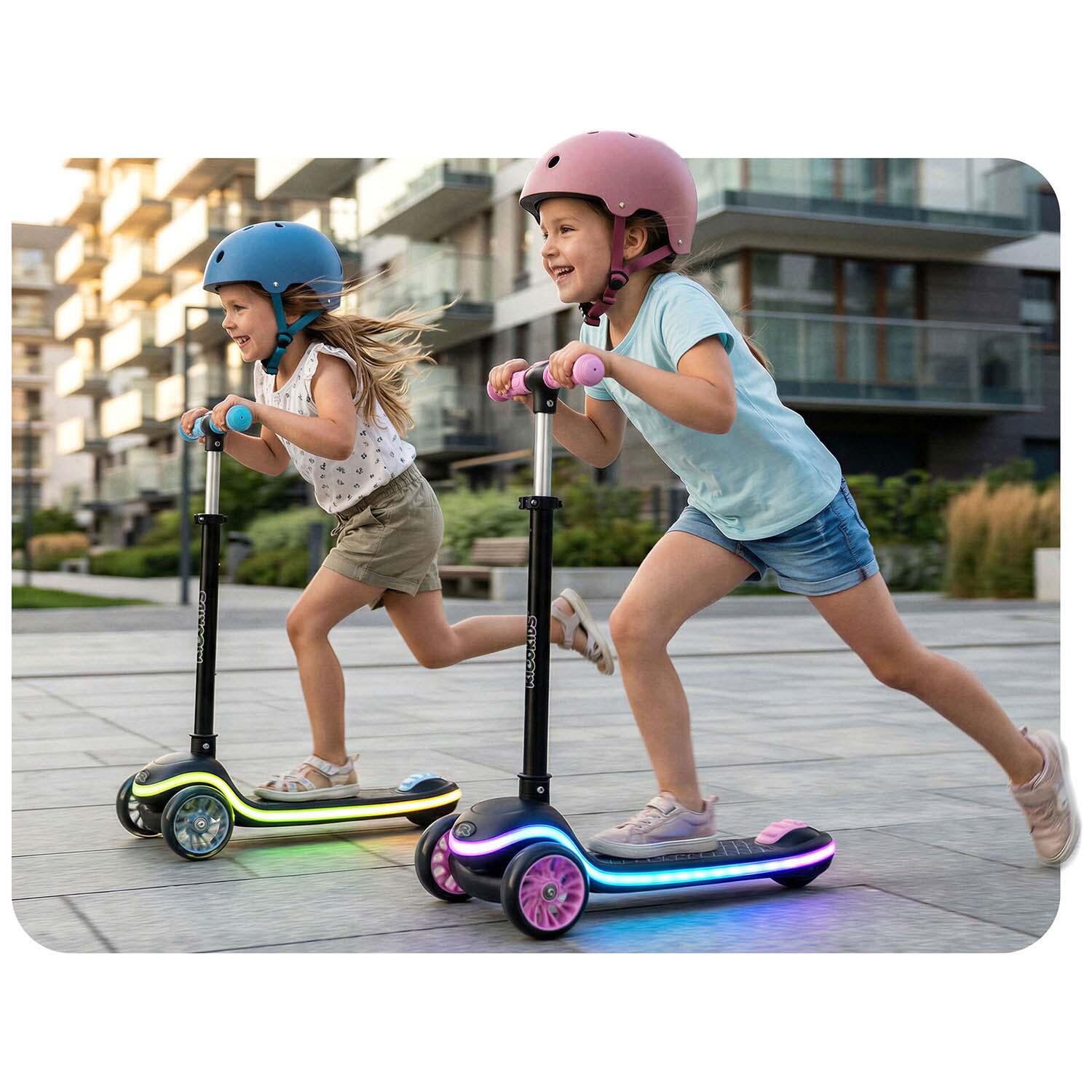 Hulajnoga trójkołowa dla dzieci balansowa LED Ricokids Leddi - czarno-różowa 5/7