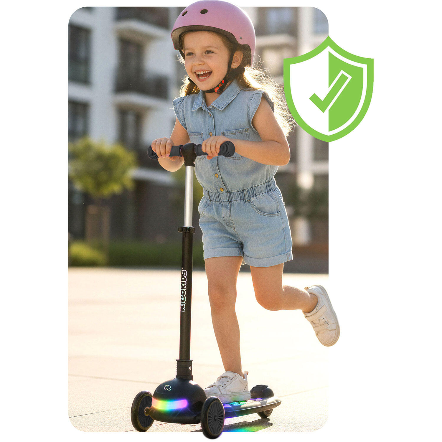 Hulajnoga trójkołowa dla dzieci balansowa LED Ricokids Glowi - czarna 5/7