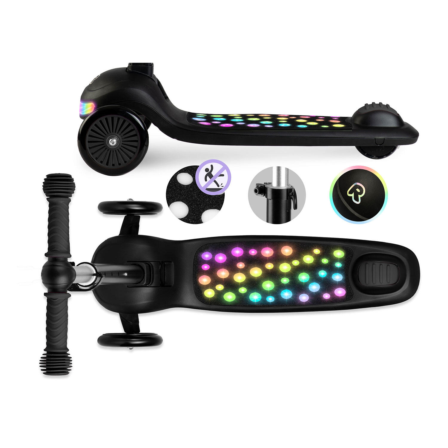 Hulajnoga trójkołowa dla dzieci balansowa LED Ricokids Glowi - czarna 4/7