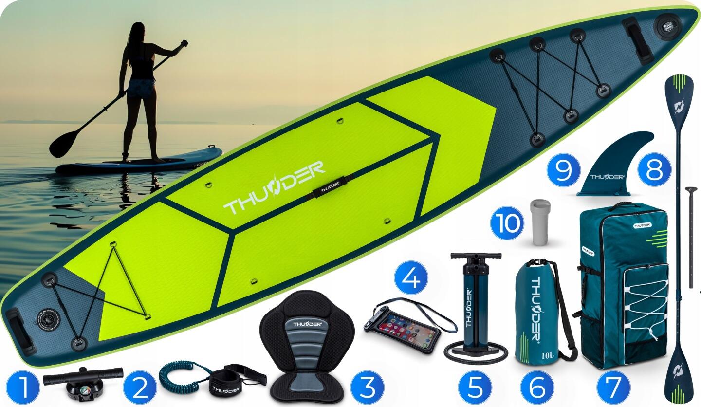Deska SUP do pływania THUNDER 365 cm profesjonalna pompowana zestaw kajak 3/8