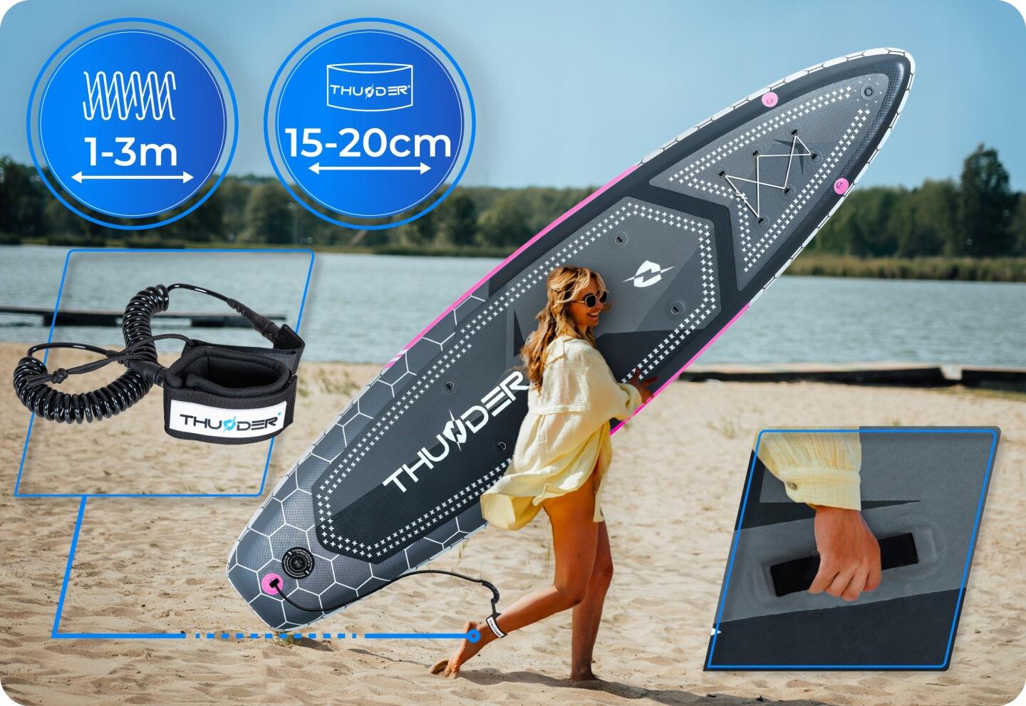 Deska SUP do pływania podświetlana LED THUNDER 320 cm pompowana zestaw kajak RGB 4/8