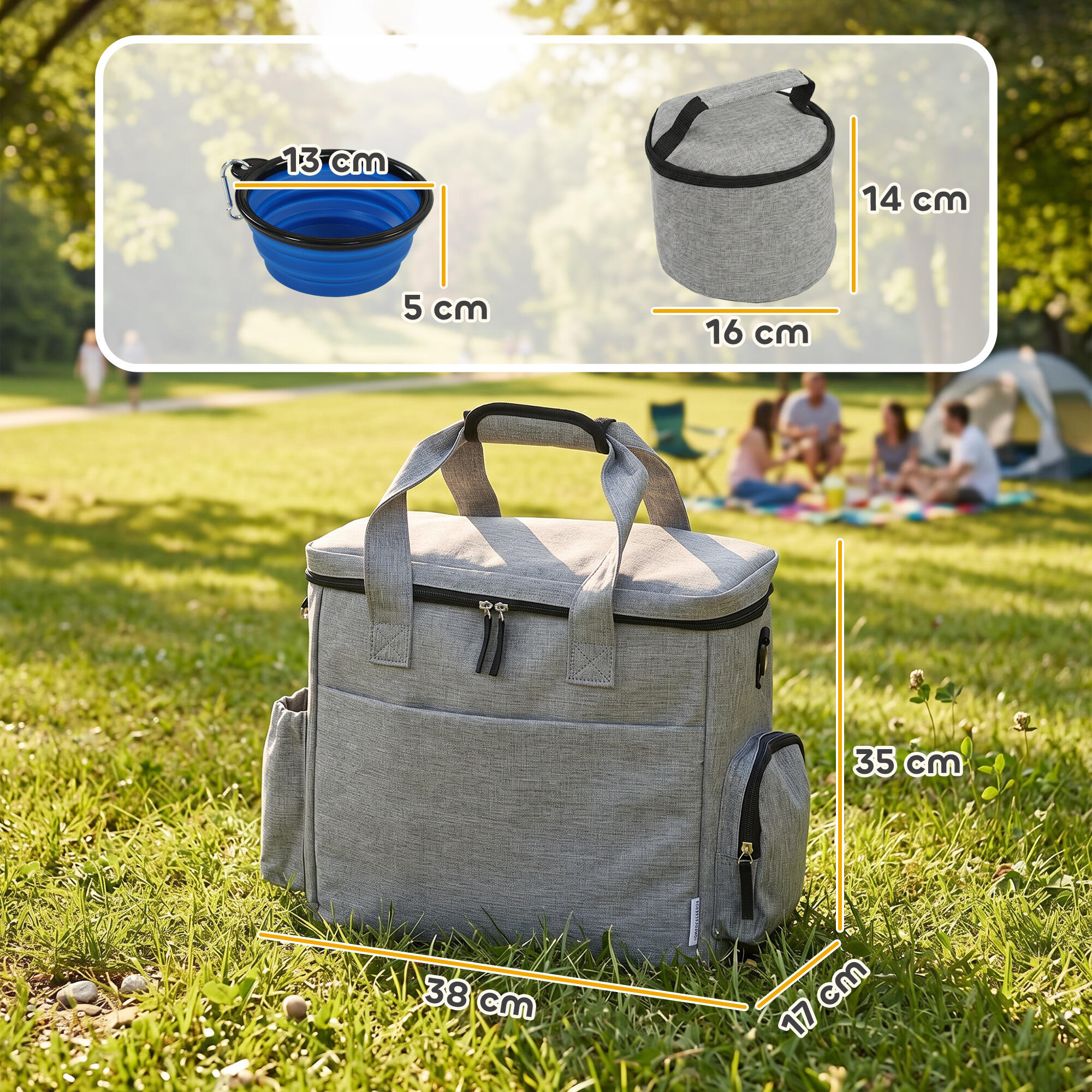 Bolso de Viaje para Perros PawHut 38x17x35 cm Gris Claro 3/5
