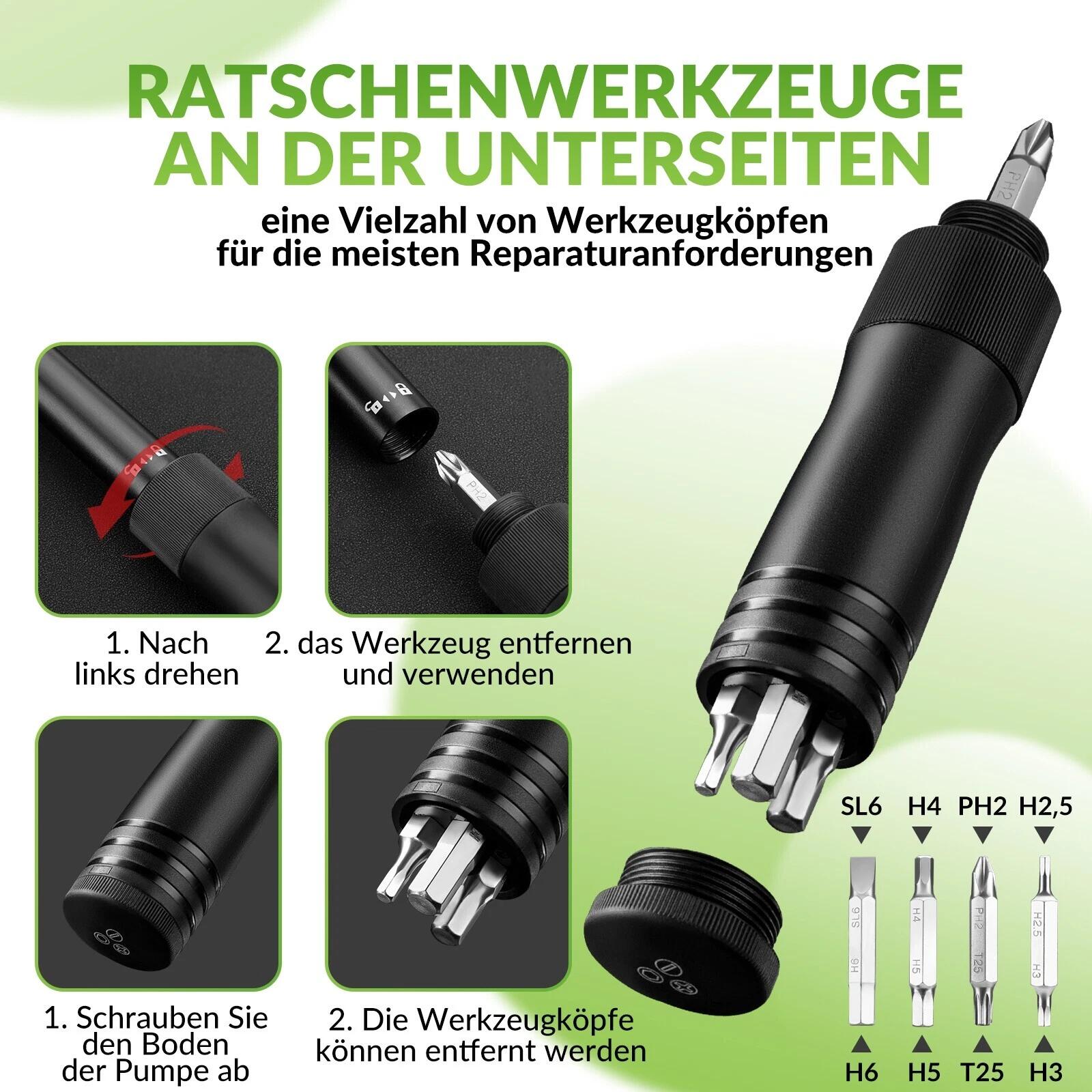 ROCKBROS Tragbare Pumpe & Ratschen-Werkzeug für Fahrräder 4/7