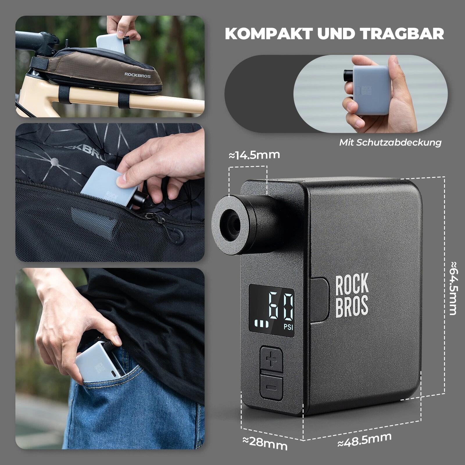 ROCKBROS Mini Elektrische Fahrradpumpe 120 PSI Ultra 4/7