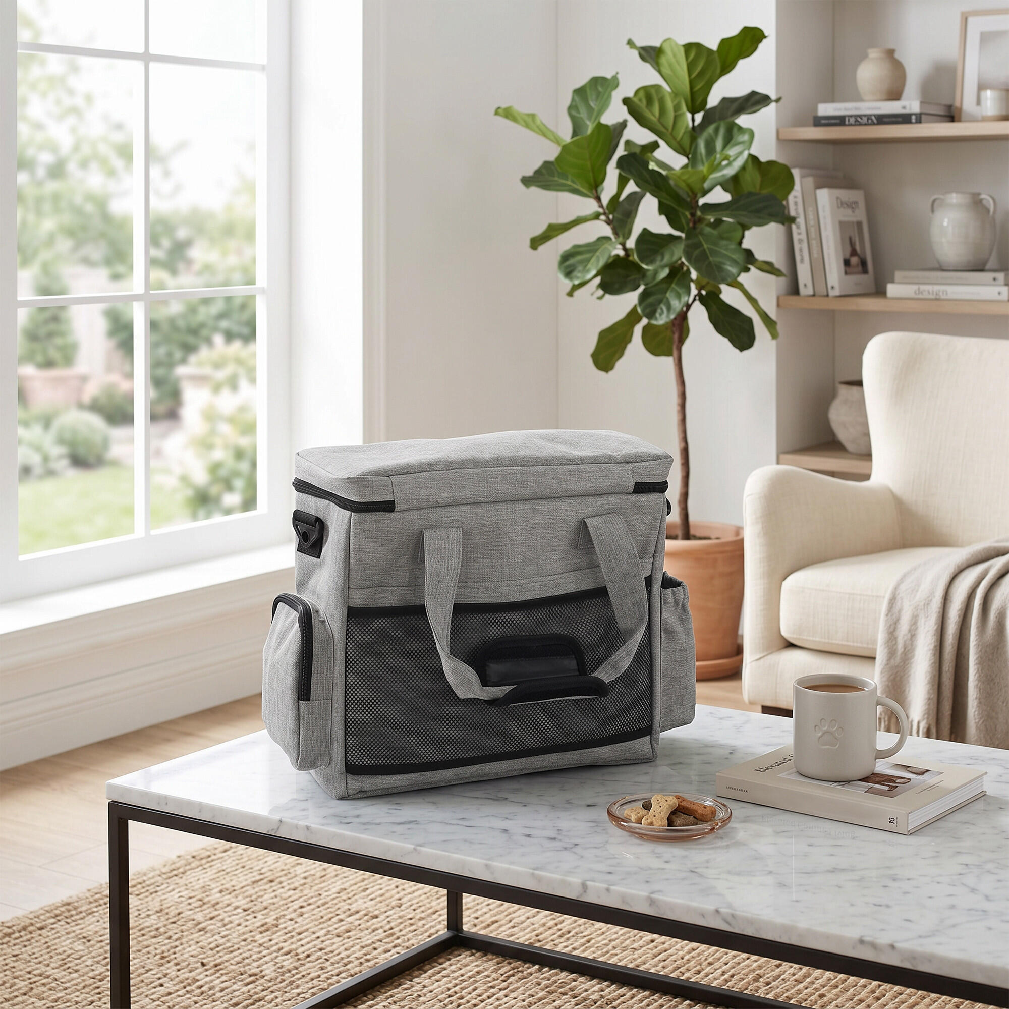 Bolso de Viaje para Perros PawHut 38x17x35 cm Gris Claro 5/5