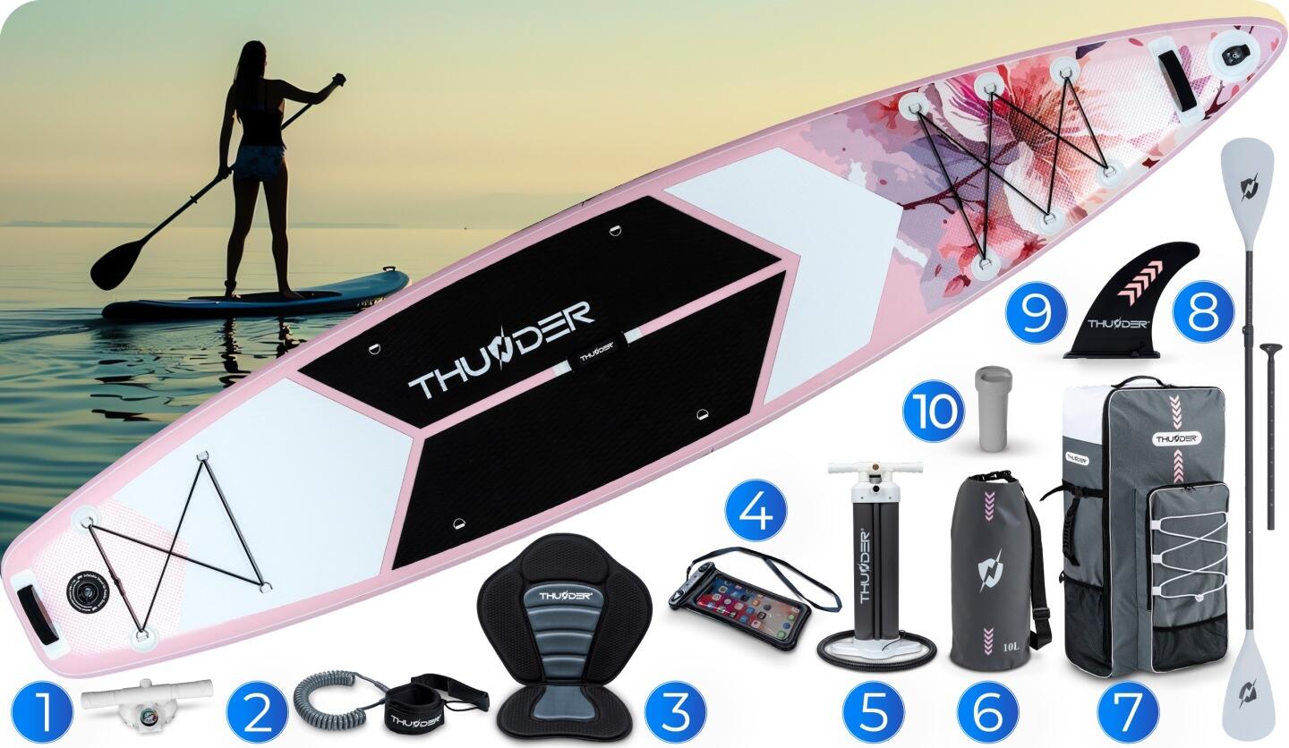 Deska SUP 365 cm stand up paddle THUNDER pompowana profesjonalna ogromna zestaw 3/8