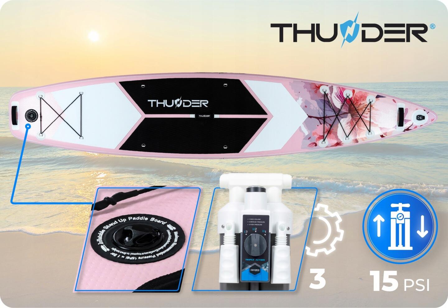 Deska SUP 365 cm stand up paddle THUNDER pompowana profesjonalna ogromna zestaw 5/8