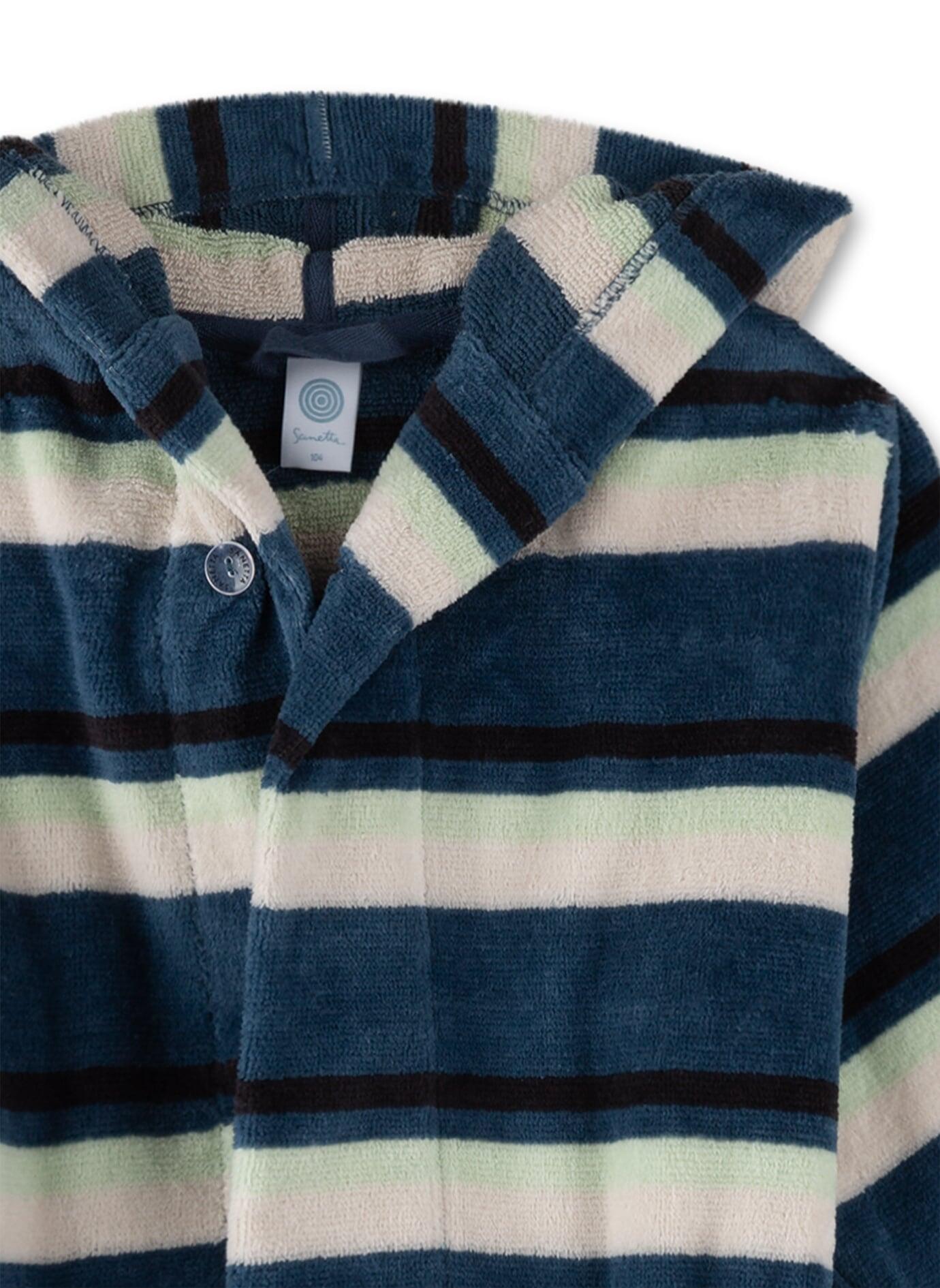 Jungen Bademantel Ringel navy 3/4