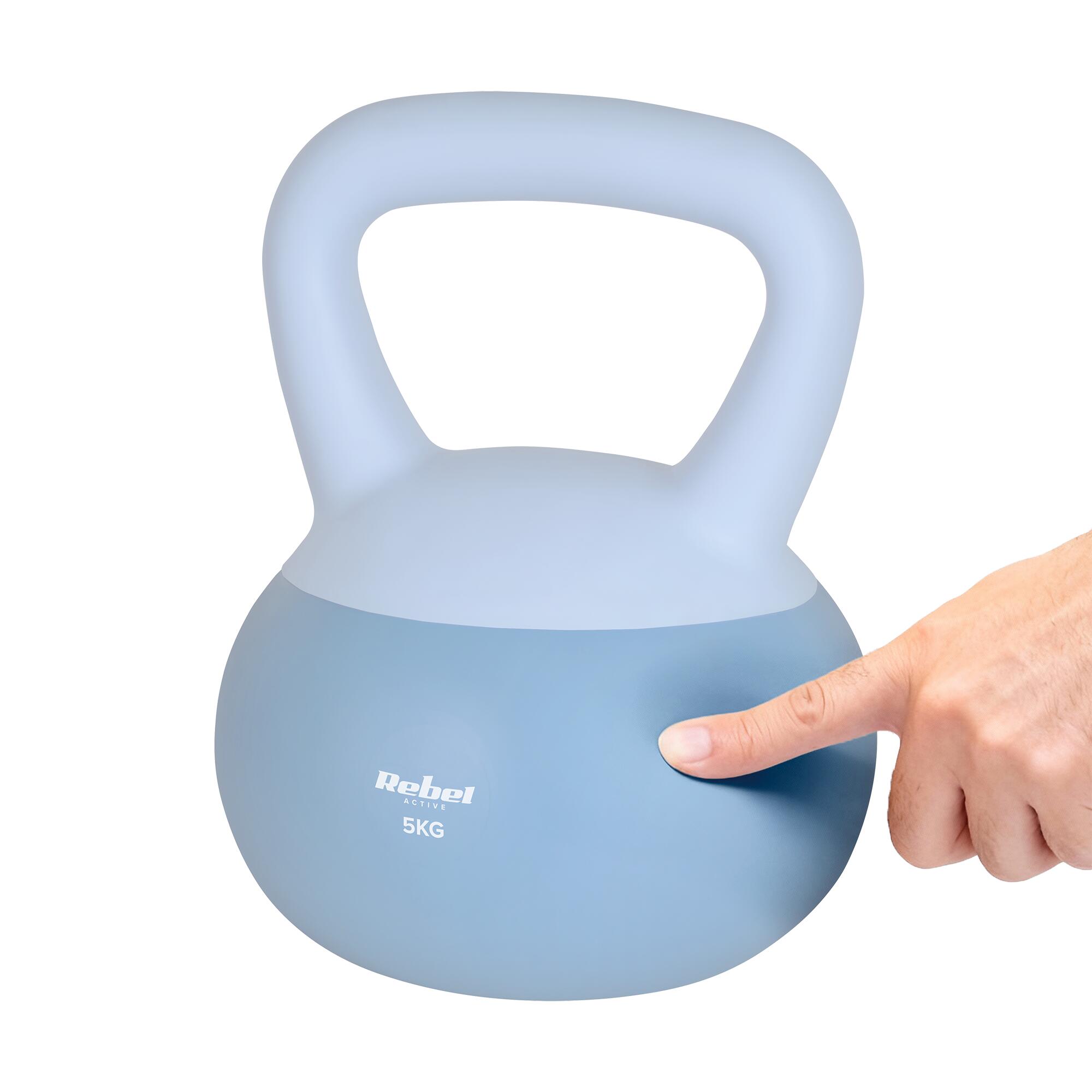 Soft Kettlebell 5kg Rebel miękkie PCV bezpieczne ciche hantel do fitness 5/6