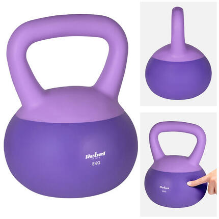 Soft Kettlebell 8kg Rebel miękkie PCV bezpieczne ciche hantel do fitness