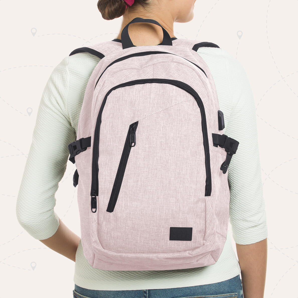 Rugzak met laptopvak - spatwaterdicht - Roze 2/5