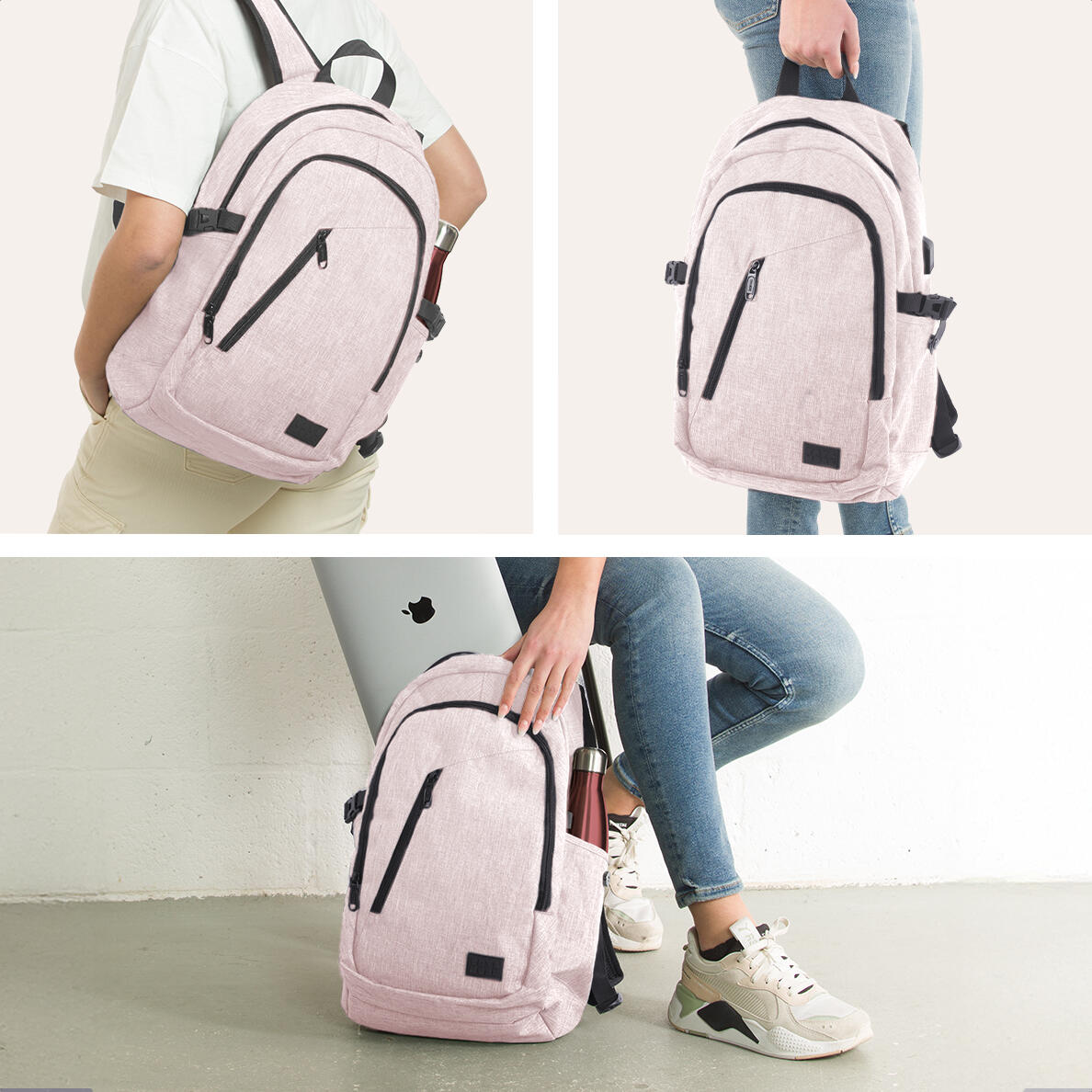 Rugzak met laptopvak - spatwaterdicht - Roze 5/5