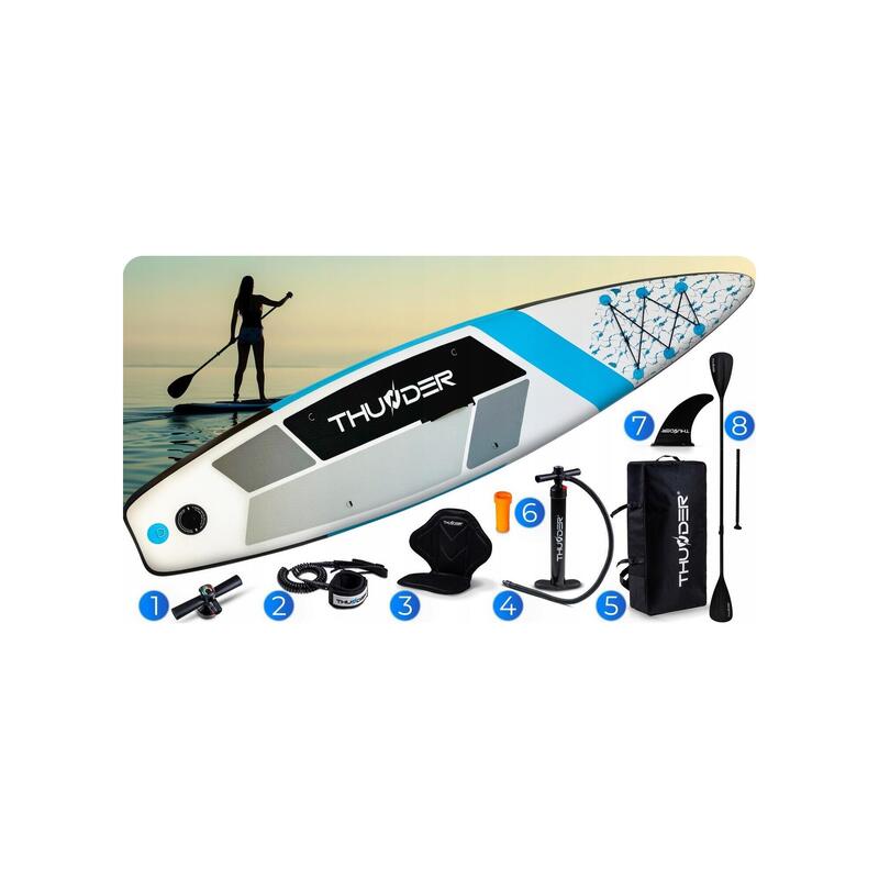 Placă SUP gonflabilă pentru înot 320 cm THUNDER cu scaun, rucsac, accesorii