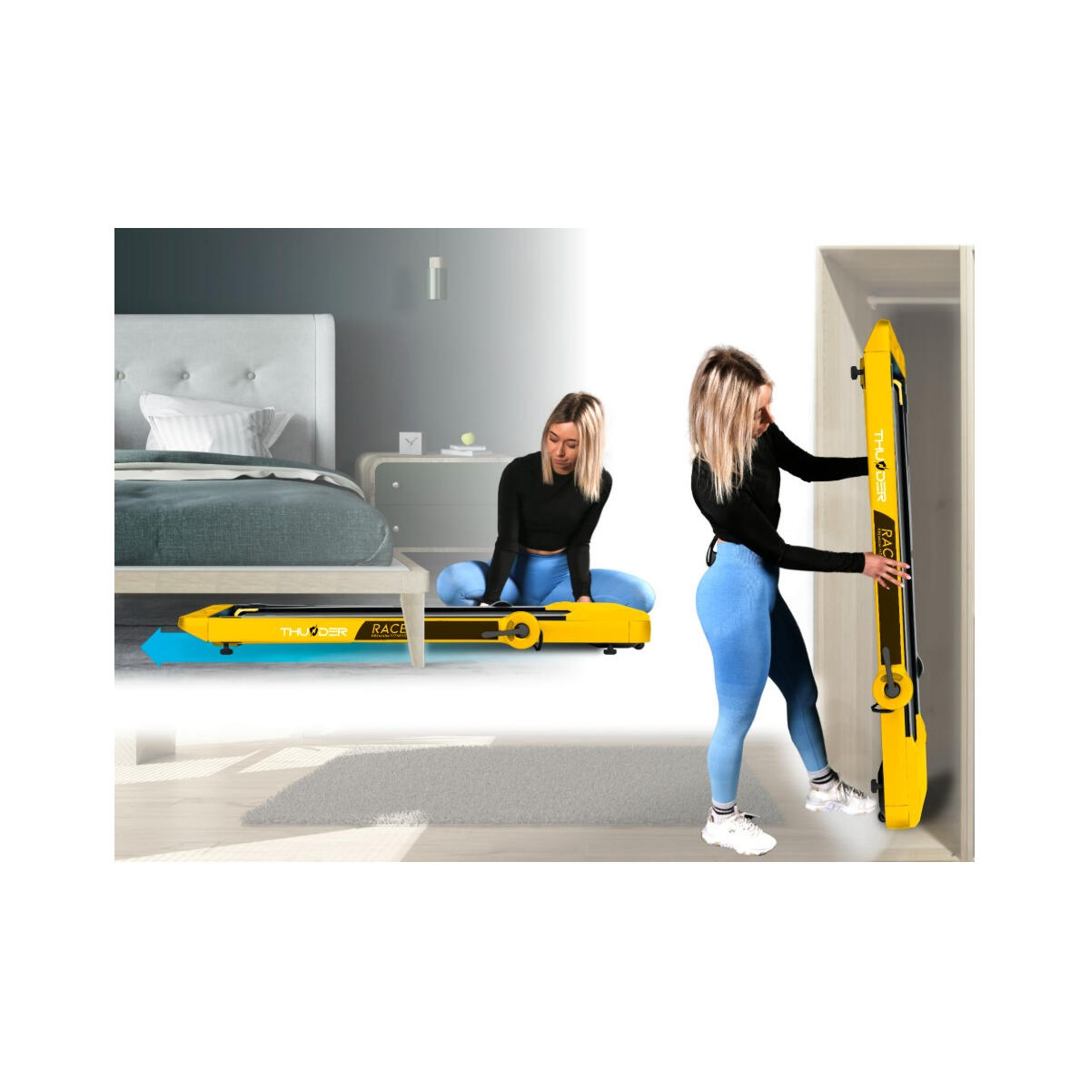 Bieżnia elektryczna walkingpad treningowa do biegania składana Thunder RACE-GOLD 2/8