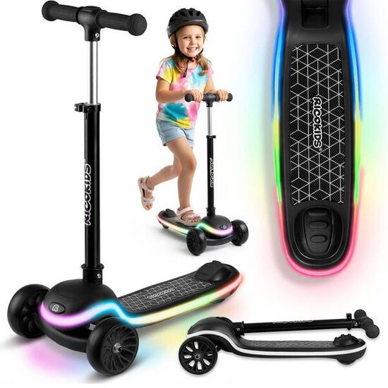 Hulajnoga trójkołowa dla dzieci balansowa LED Ricokids Leddi - czarna