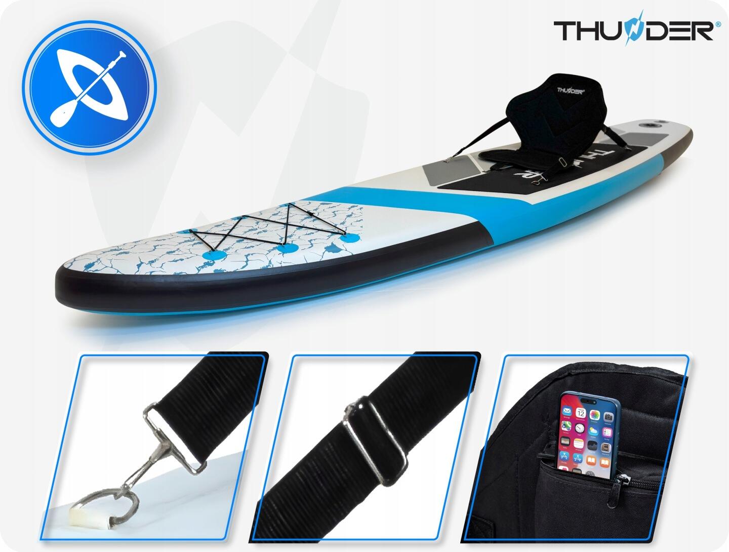 Deska SUP pompowana do pływania 320 cm THUNDER z siedziskiem plecak akcesoria 5/8