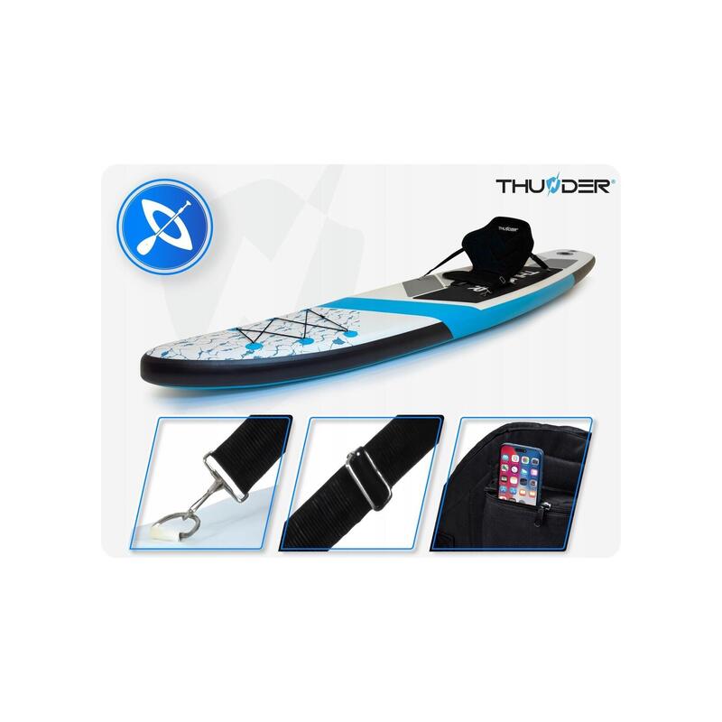 Placă SUP gonflabilă pentru înot 320 cm THUNDER cu scaun, rucsac, accesorii