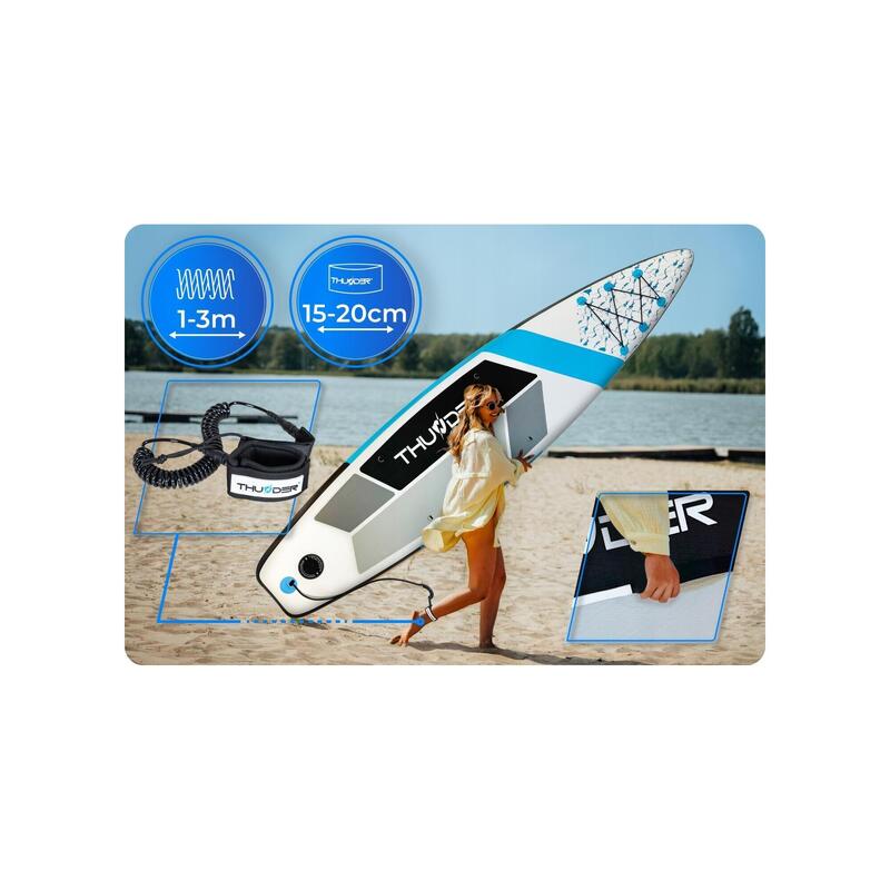 Placă SUP gonflabilă pentru înot 320 cm THUNDER cu scaun, rucsac, accesorii