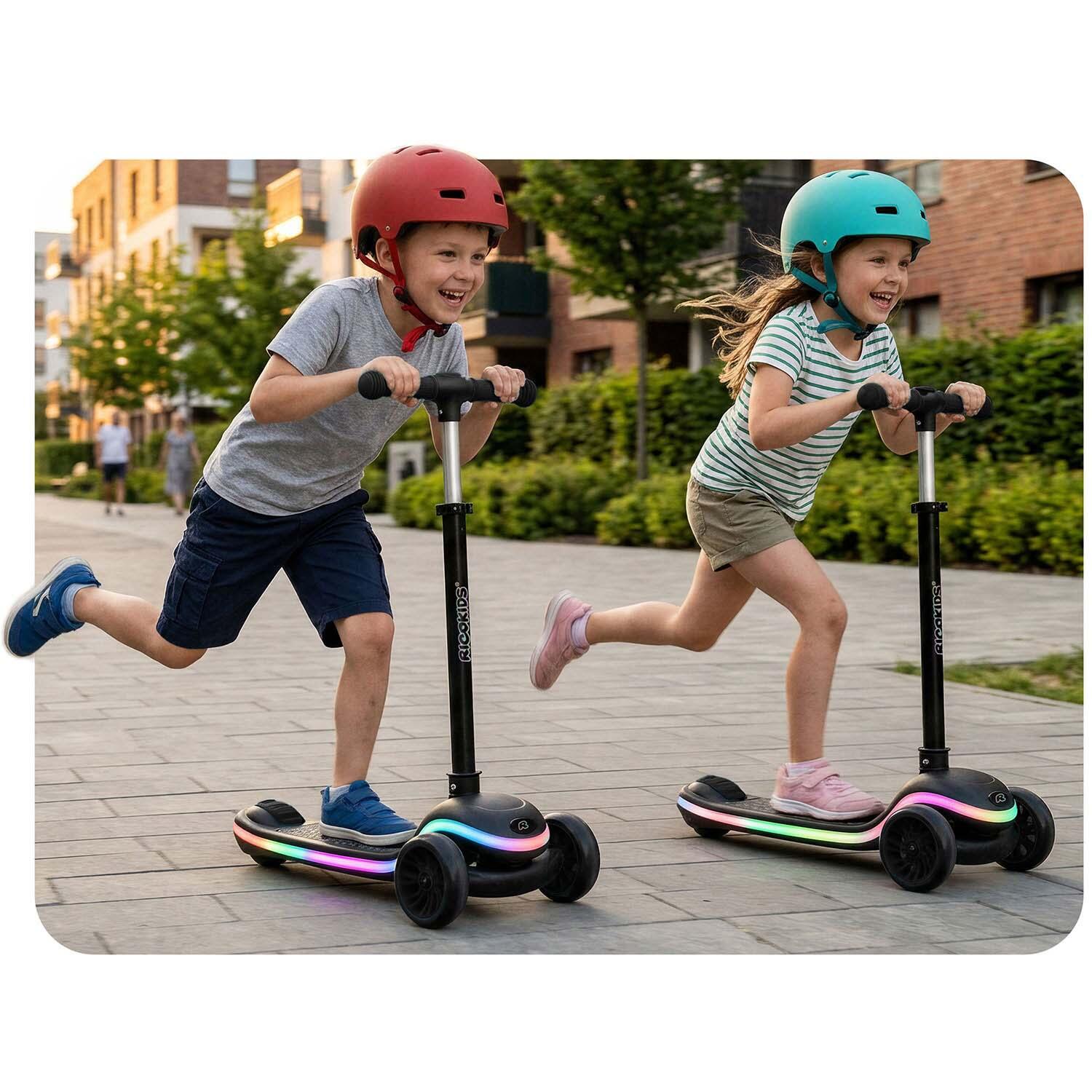 Hulajnoga trójkołowa dla dzieci balansowa LED Ricokids Leddi - czarna 5/7