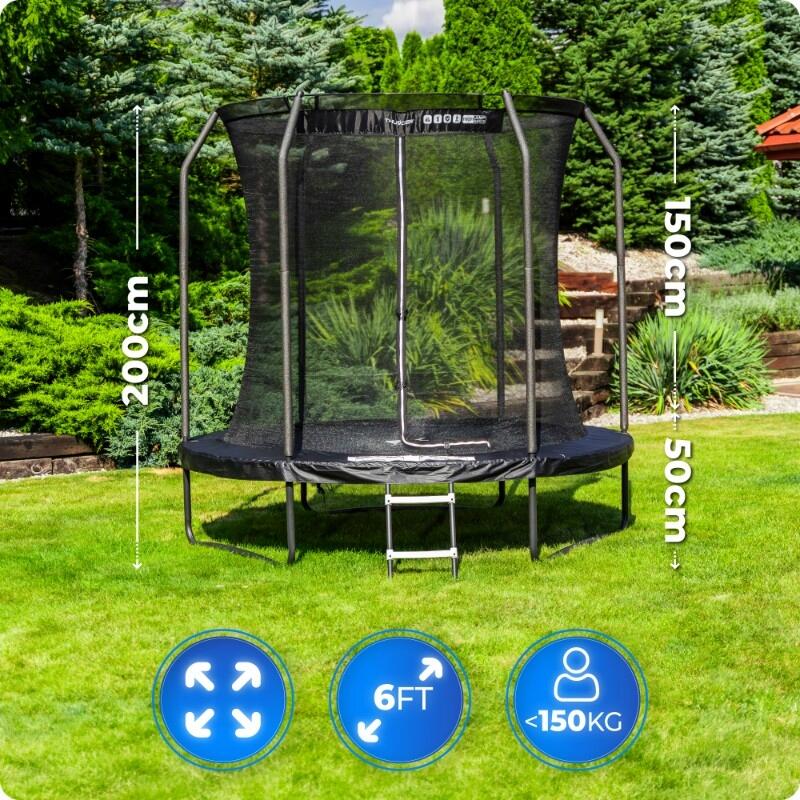 Trampolim de jardim para crianças THUNDER INSIDE ELITE 6FT 183CM preto 2/7