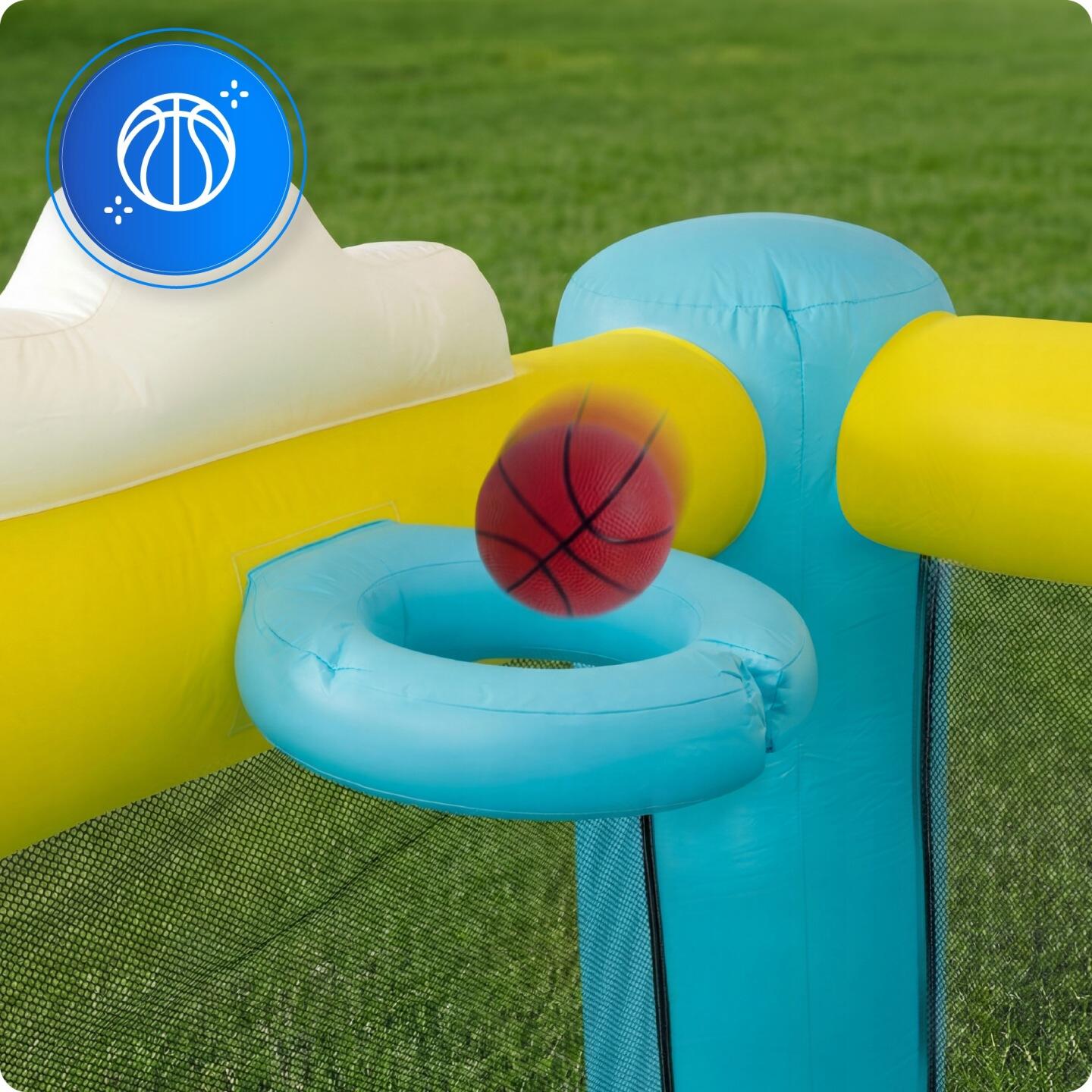 Opblaasbare waterglijbaan KiNDi DPZ014 met kanon en basketbalring 7/7