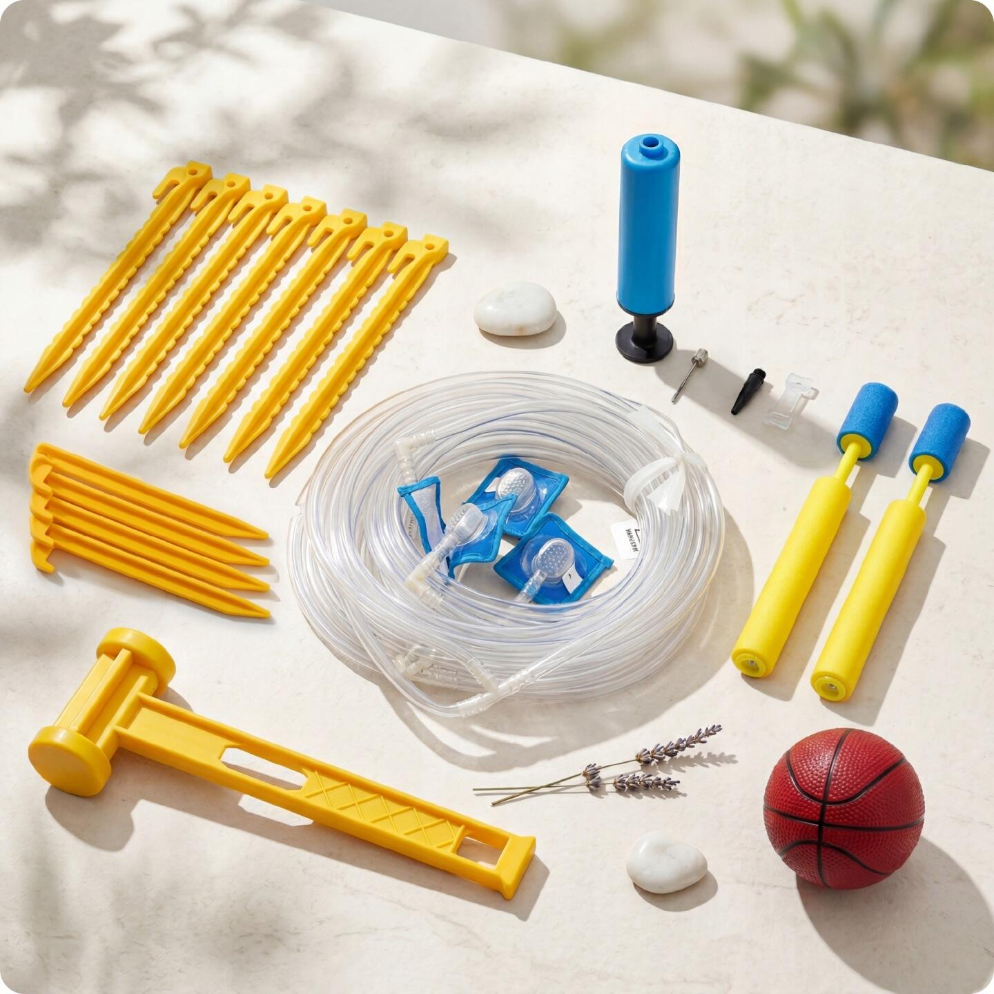Opblaasbare waterglijbaan KiNDi DPZ014 met kanon en basketbalring 4/7