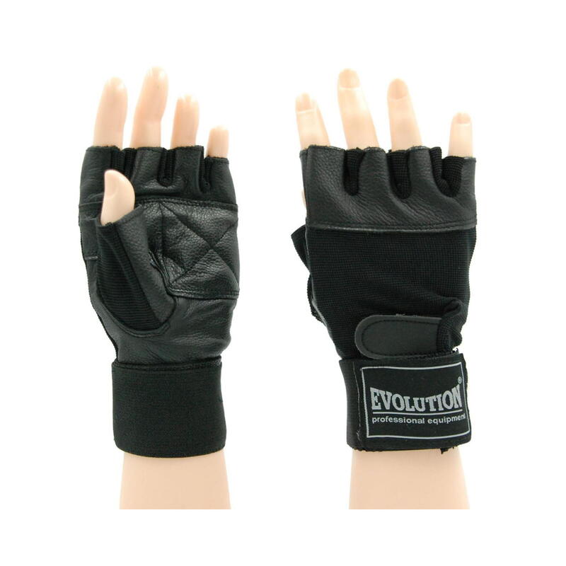 Mănuși fitness Evolution Standard FR-11, piele naturală, negre