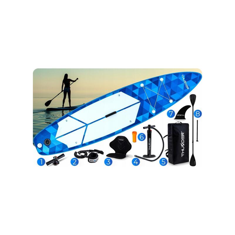 Placă SUP gonflabilă 320 cm cu scaun pentru înot THUNDER set rucsac