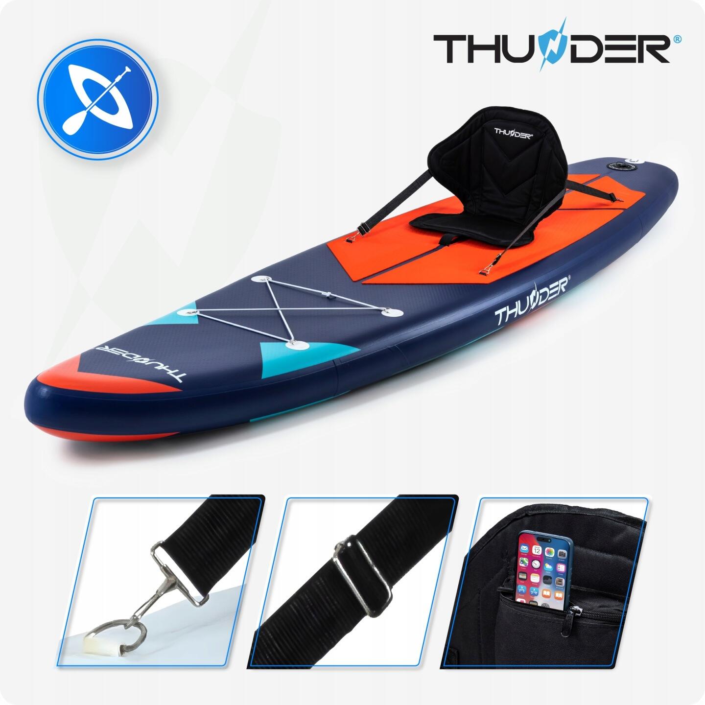 Deska SUP do pływania THUNDER 320 cm nadmuchiwana zestaw plecak 6/8