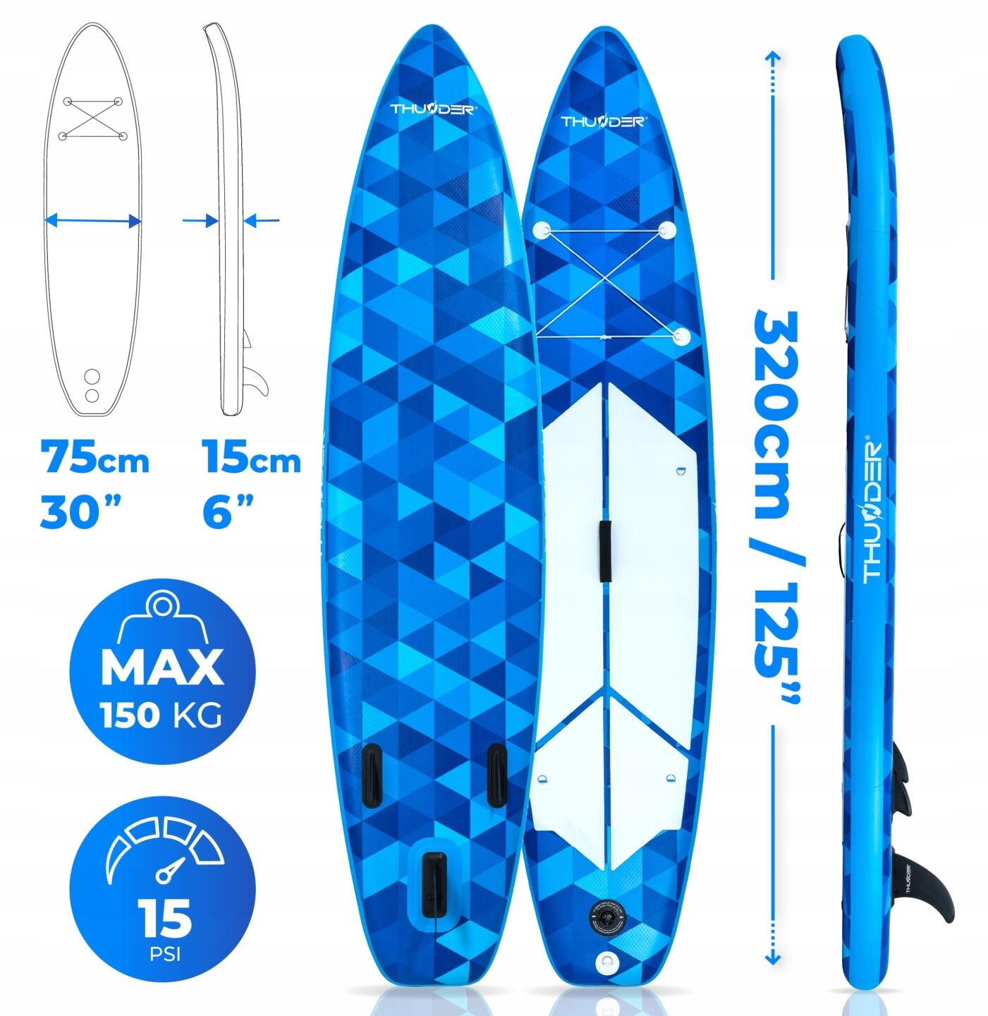 Deska SUP pompowana 320 cm z siedziskiem do pływania THUNDER zestaw plecak 2/8