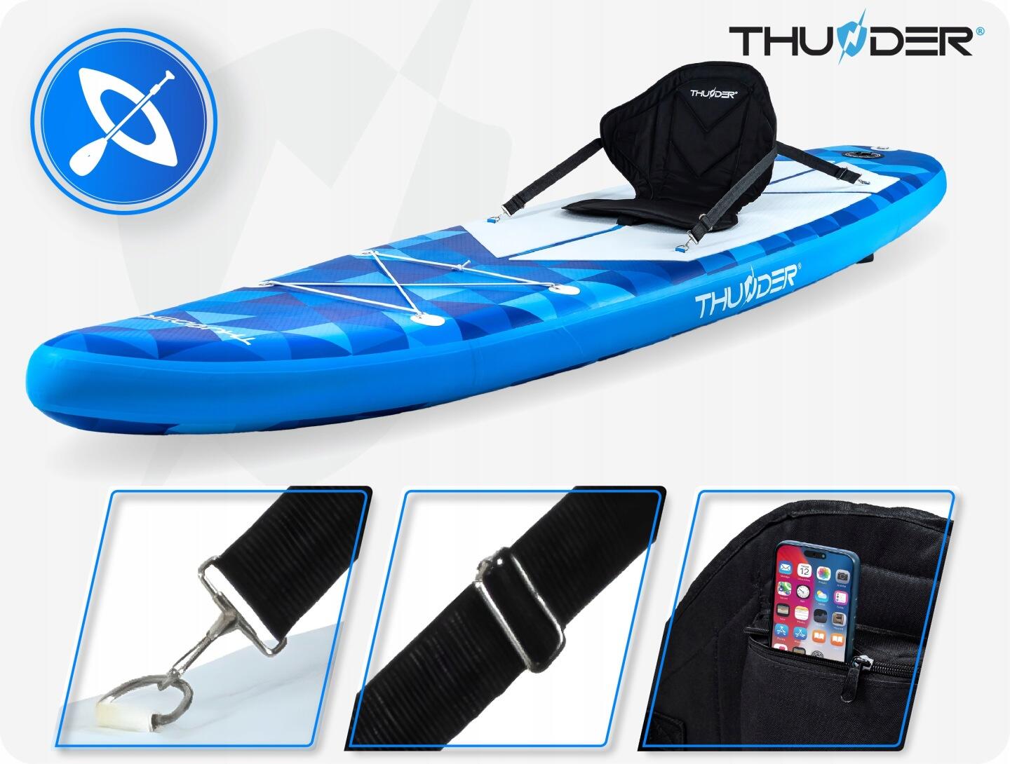Deska SUP pompowana 320 cm z siedziskiem do pływania THUNDER zestaw plecak 5/8
